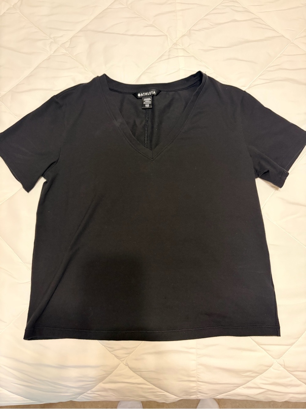Athleta Black V-Neck Short Sleeve Tee